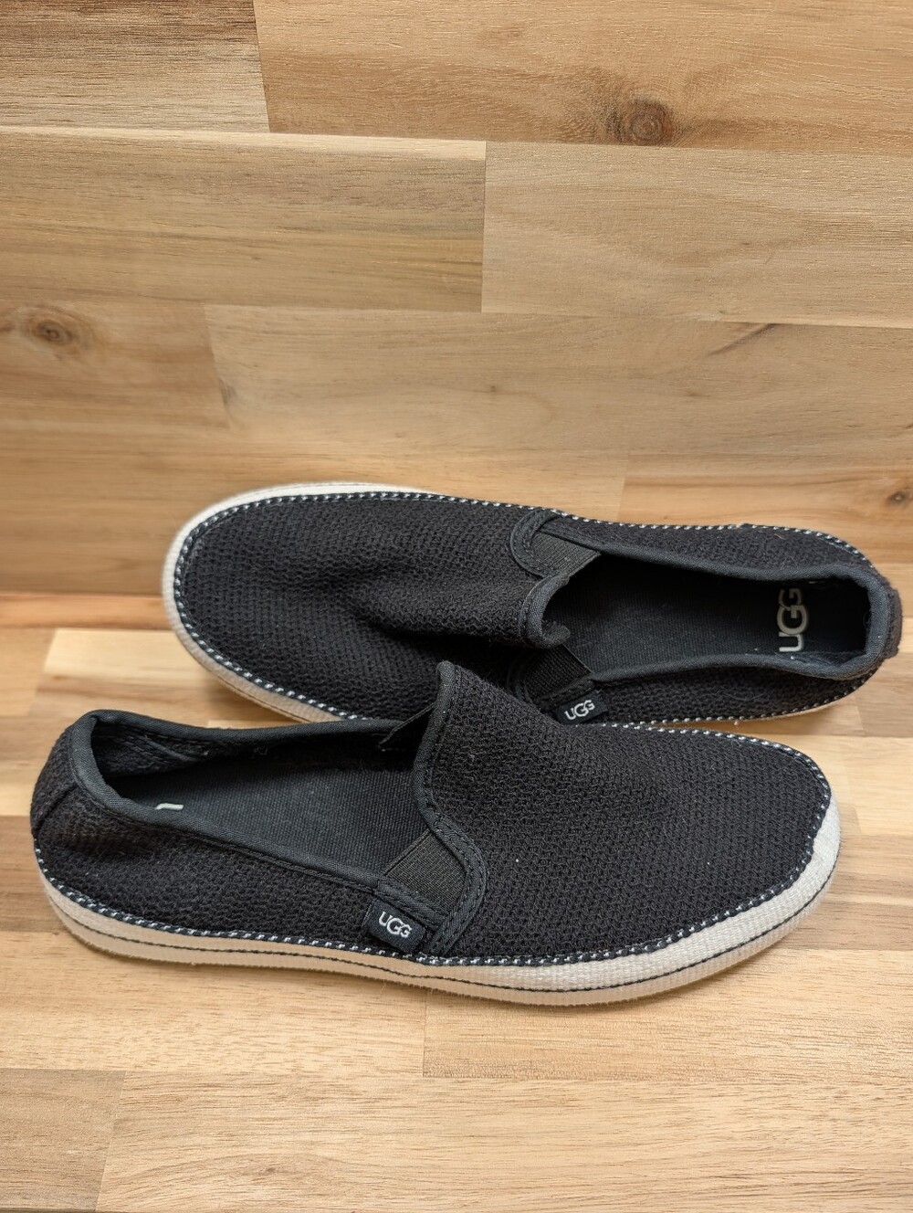 UGG Bren Black Knit Mesh Slip-On Espadrille Sneakers Loafers Size 7